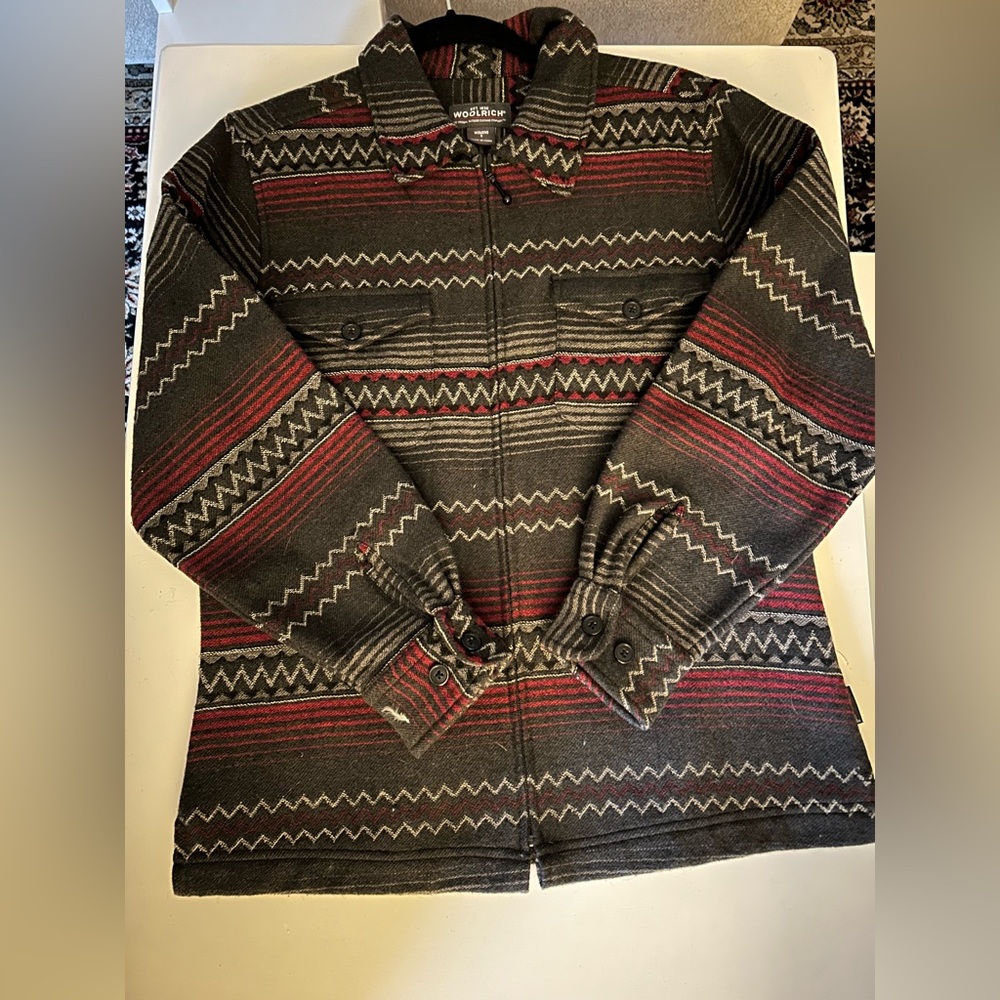 Woolrich Women’s Full  Zip Up Sweater/Jacket - Gray and Burgundy